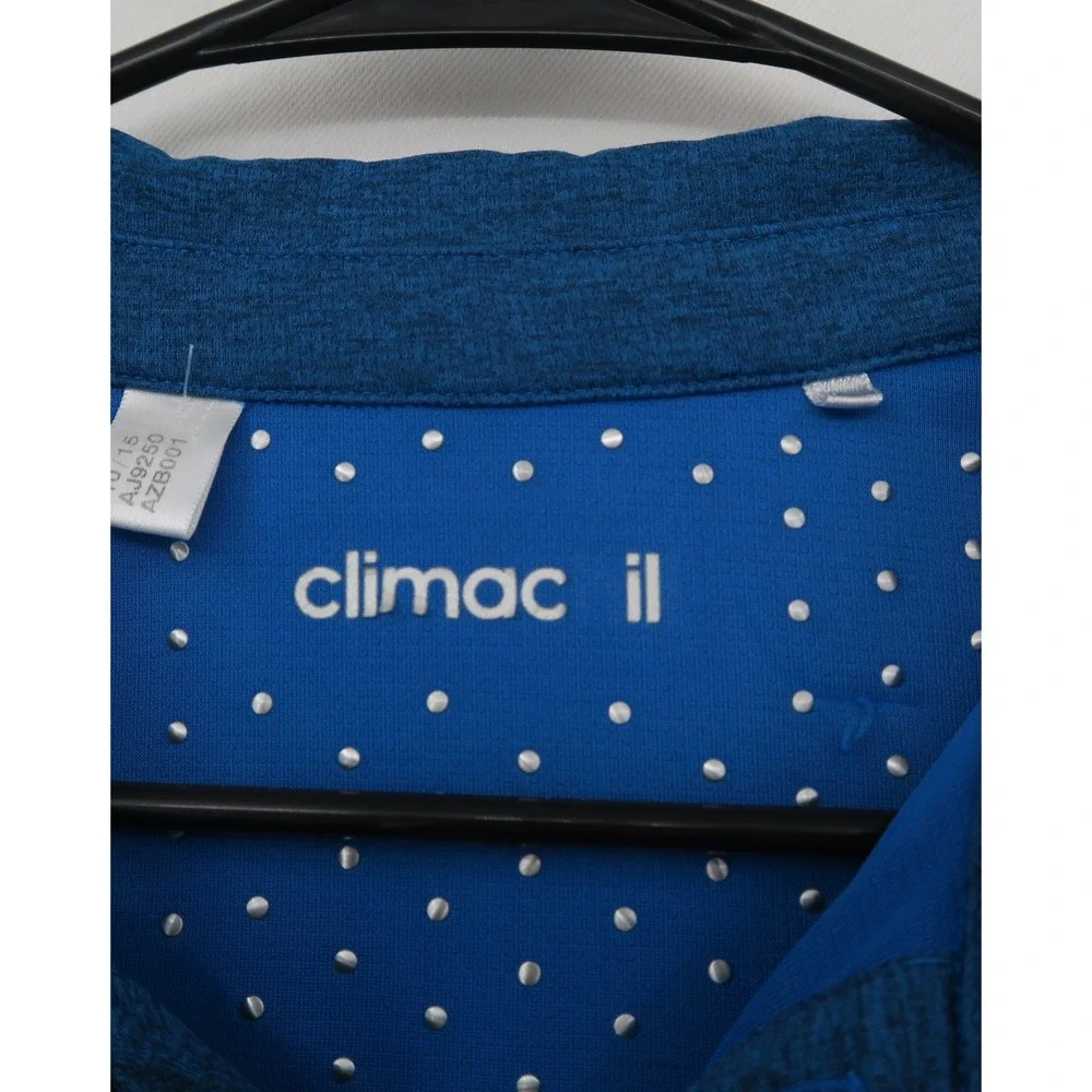 Adidas Climacool‎ Mens Blue Heathered Short Sleeve Golf Polo Shirt